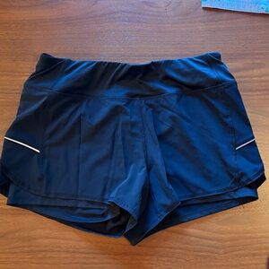 Black Athletic Shorts with reflective accents and back pocket
